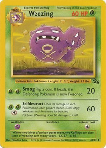 Pokemon Single Card - Fossil Set 45/62 Weezing Uncommon Near Mint Condition