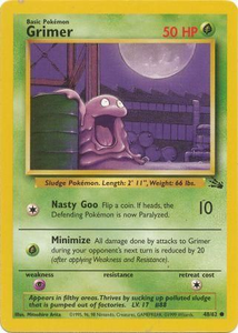 Pokemon Single Card - Fossil Set 48/62 Grimer Common Near Mint Condition