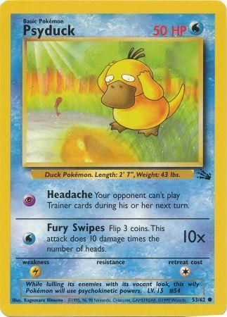 Pokemon Single Card - Fossil Set 53/62 Psyduck Common Near Mint Condition