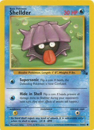 Pokemon Single Card - Fossil Set 54/62 Shellder Common Near Mint Condition