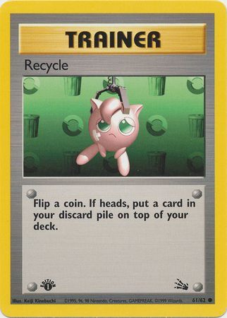 Pokemon Single Card - Fossil 1st Edition 61/62 Recycle Common Pack Fresh