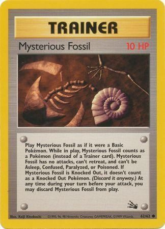 Pokemon Single Card - Fossil Set 62/62 Mysterious Fossil Common Near Mint Condition