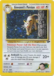 Pokemon Single Card - Gym Challenge Set 8/132 Giovanni's Persian Rare Holo Mint Condition