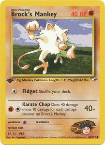 Pokemon Single Card - Gym Heroes 1st Edition 68/132 Brock's Mankey Common Pack Fresh