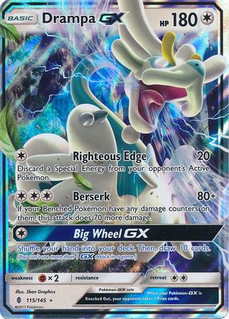 Pokemon Single Card - Guardian Rising 115/145 Drampa GX Pack Fresh