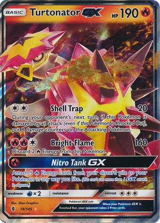 Pokemon Single Card - Guardian Rising 018/145 Turtonator GX Pack Fresh