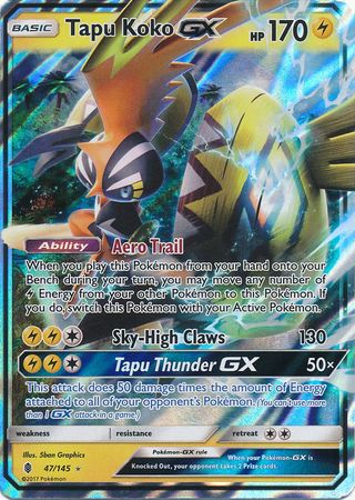 Pokemon Single Card - Guardian Rising 047/145 Tapu Koko GX Pack Fresh