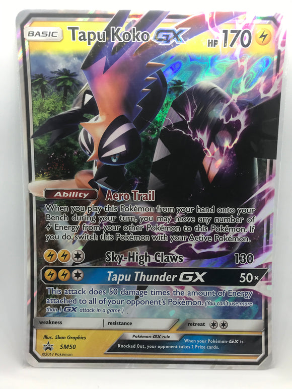 Pokemon Jumbo Promo Card - SM50 Tapu Kuko GX Mint Condition