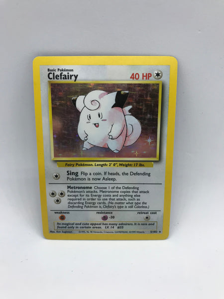 Pokemon Single Card - Base Set 005/102 Clefairy Rare Holo Near Mint Condition