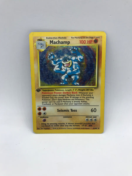 Pokemon Single Card - Base Set 008/102 Machamp Rare Holo Factory Crimp Error