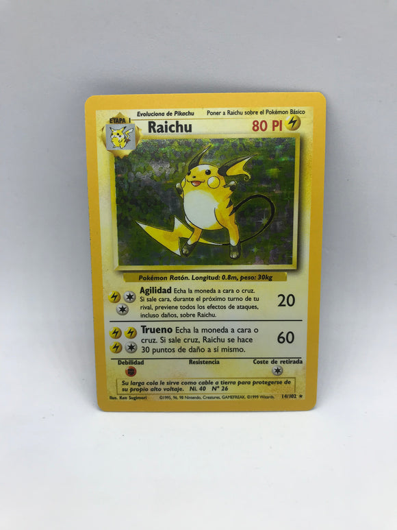 Pokemon Single Card - Base Set 014/102 Raichu Rare Holo Spanish ME Collectables Pokemon Single Card - Base Set 014/102 Raichu Rare Holo Spanish ME Collectables