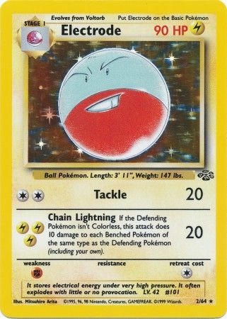 Pokemon Single Card - Jungle Set 02/64 Electrode Rare Holo Med Play