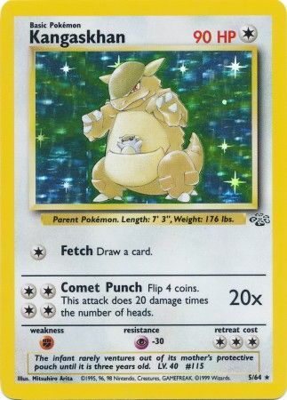 Pokemon Single Card - Jungle Set 05/64 Kangaskhan Rare Holo Light Play