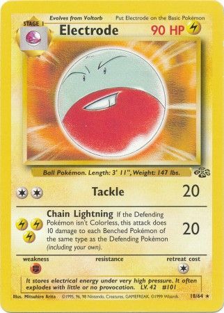 Pokemon Single Card - Jungle Set 18/64 Electrode Rare Near Mint Condition