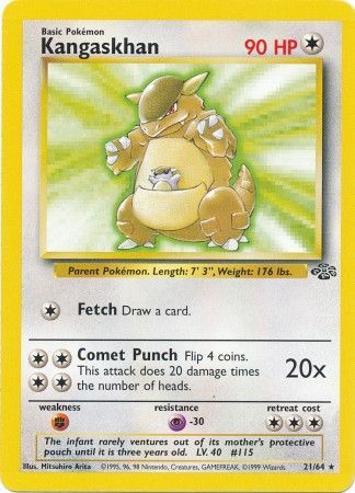 Pokemon Single Card - Jungle Set 21/64 Kangaskhan Rare Near Mint Condition