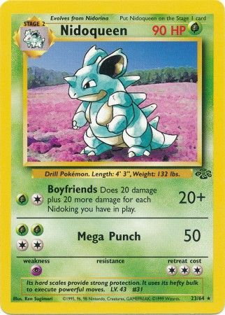 Pokemon Single Card - Jungle Set 23/64 Nidoqueen Rare Near Mint Condition