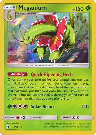 Pokemon Single Card - Lost Thunder 008/214 Meganium Holo Rare Pack Fresh