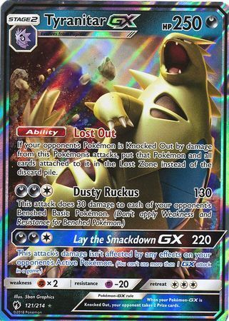 Pokemon Single Card - Lost Thunder 121/214 Tyranitar GX Pack Fresh