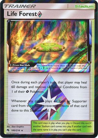 Pokemon Single Card - Lost Thunder 180/214 Life Forest Prism Star Holo Rare Pack Fresh