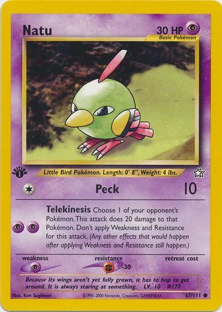 Pokemon Single Card - Neo Genesis 1st Edition 67/111 Natu Common Pack Fresh