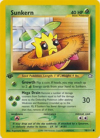 Pokemon Single Card - Neo Genesis 1st Edition 78/111 Sunkern Common Pack Fresh