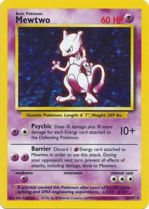 Pokemon Single Card - Base Set 010/102 Mewtwo Rare Holo Heavy Play