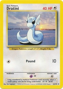 Pokemon Single Card - Base Set 026/102 Dratini Uncommon Near Mint