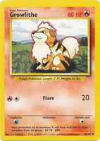 Pokemon Single Card - Base Set 028/102 Growlithe Uncommon Near Mint