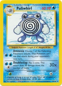 Pokemon Single Card - Base Set 038/102 Poliwhirl Uncommon Near Mint