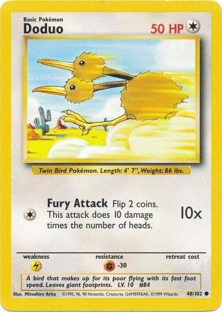 Pokemon Single Card - Base Set 048/102 Doduo Common Condition: Near Mint