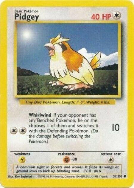 Pokemon Single Card - Base Set 057/102 Pidgey Common Near Mint