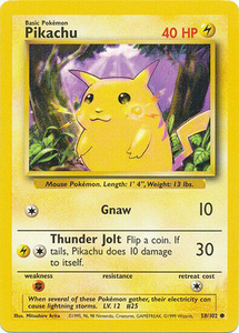 Pokemon Single Card - Base Set 058/102 Pikachu Common Near Mint Condition