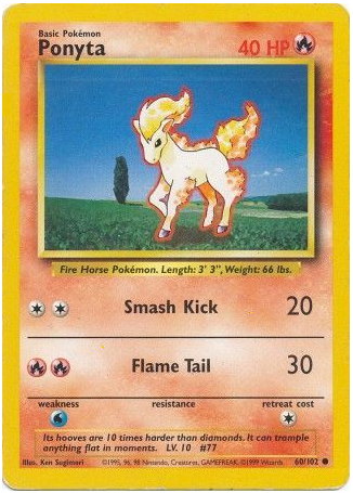 Pokemon Single Card - Base Set 060/102 Ponyta Common Condition: Near Mint