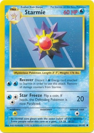 Pokemon Single Card - Base Set 064/102 Starmie Common Near Mint