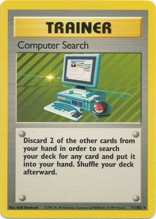 Pokemon Single Card - Base Set 071/102 Computer Search Rare Medium Played Condition