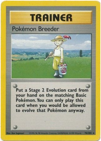 Pokemon Single Card - Base Set 076/102 Pokemon Breeder Rare Near Mint