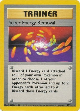 Pokemon Single Card - Base Set 079/102 Super Energy Removal Rare Near Mint Condition