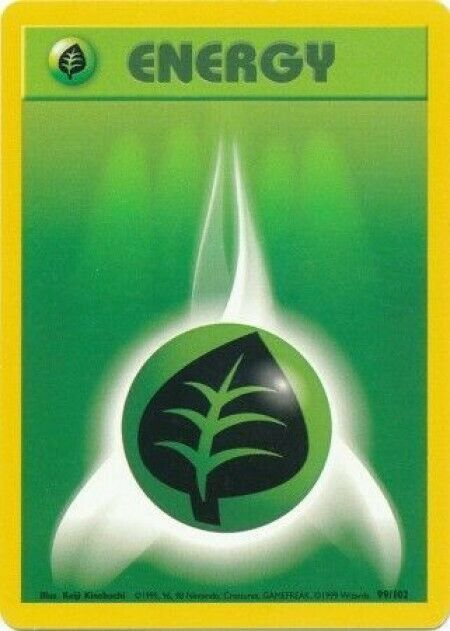 Pokemon Single Card - Base Set 099/102 Grass Energy Common Near Mint