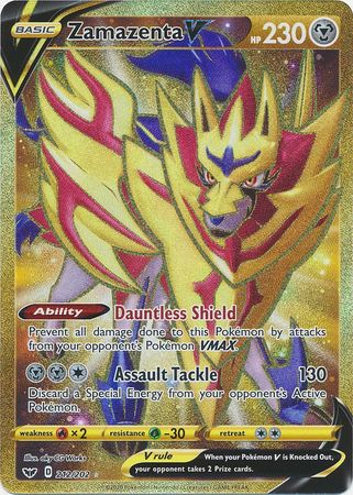 Pokemon Single Card - Sword & Shield 212/202 Zamazenta V Gold Secret Rare Pack Fresh