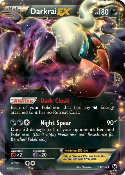 Pokemon Single Card - Dark Explorers 063/108 Darkrai EX Pack Fresh