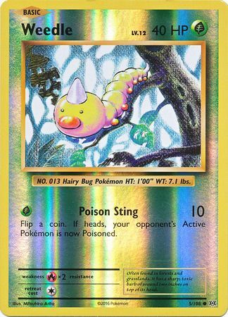 Pokemon Single Card - Evolutions 005/108 Weedle Reverse Holo Common Pack Fresh