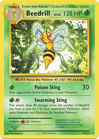 Pokemon Single Card - Evolutions 007/108 Beedrill Rare Pack Fresh