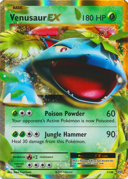 Pokemon Single Card - Evolutions 001/108 Venusaur EX Pack Fresh
