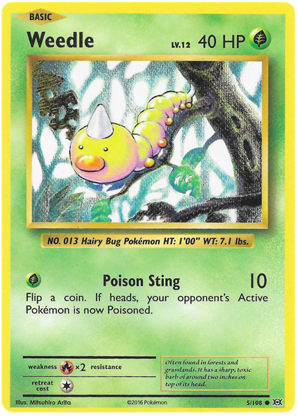 Pokemon Single Card - Evolutions 005/108 Weedle Common Pack Fresh
