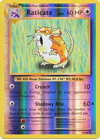 Pokemon Single Card - Evolutions 067/108 Raticate Reverse Holo Rare Pack Fresh