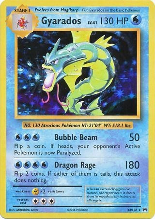 Pokemon Single Card - Evolutions 034/108 Gyarados Holo Pack Fresh