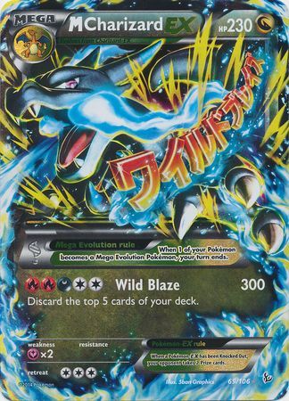 Pokemon Single Card - Flashfire 069/106 Mega Charizard EX Very Light Played