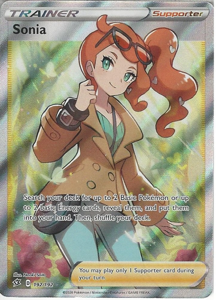 Pokemon Single Card - Rebel Clash 192/192 Sonia Ultra Rare Full Art Pack Fresh