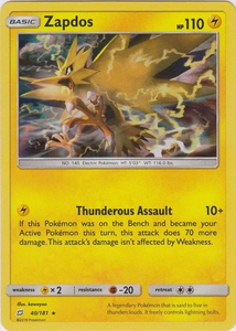 Pokemon Single Card - Team Up 040/181 Zapdos Holo Rare Pack Fresh