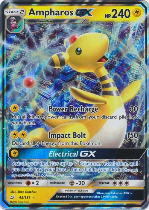 Pokemon Single Card - Team Up 043/181 Ampharos GX Full Art Pack Fresh